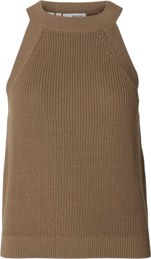 Se Selected Femme Slfvinna SL Halterneck Knit Kvinde Coca Mocha Toppe Loose Fit Str XS - hos Magasin ved Magasin