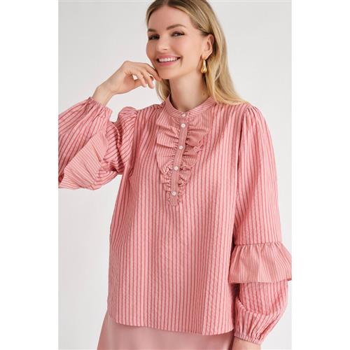 A-VIEW Karin Blouse Kvinde Rose/red Langærmede Bluser Str 40 - hos Magasin