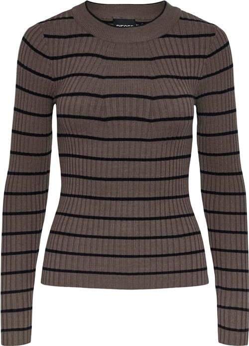 Se Pieces Pccrista LS Oneck Knit Noos BC Kvinde Morel/black Narrow Sweaters Str M - hos Magasin ved Magasin