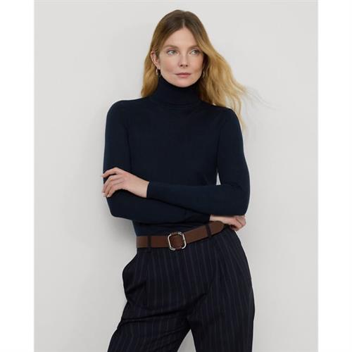 Lauren Ralph Lauren Modal Silk Nylonls Sweater Kvinde Lauren Navy Rullekraver Str L - hos Magasin