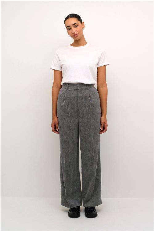 Se Kaffe Kajosie Wide Pants Kvinde Grey Melange Bukser Med Brede Ben Str 46 - hos Magasin ved Magasin