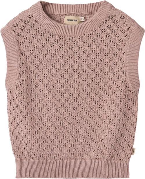 Wheat Strik Vest Saga Str 3 år / 98 cm - Dry Rose Toppe hos Magasin