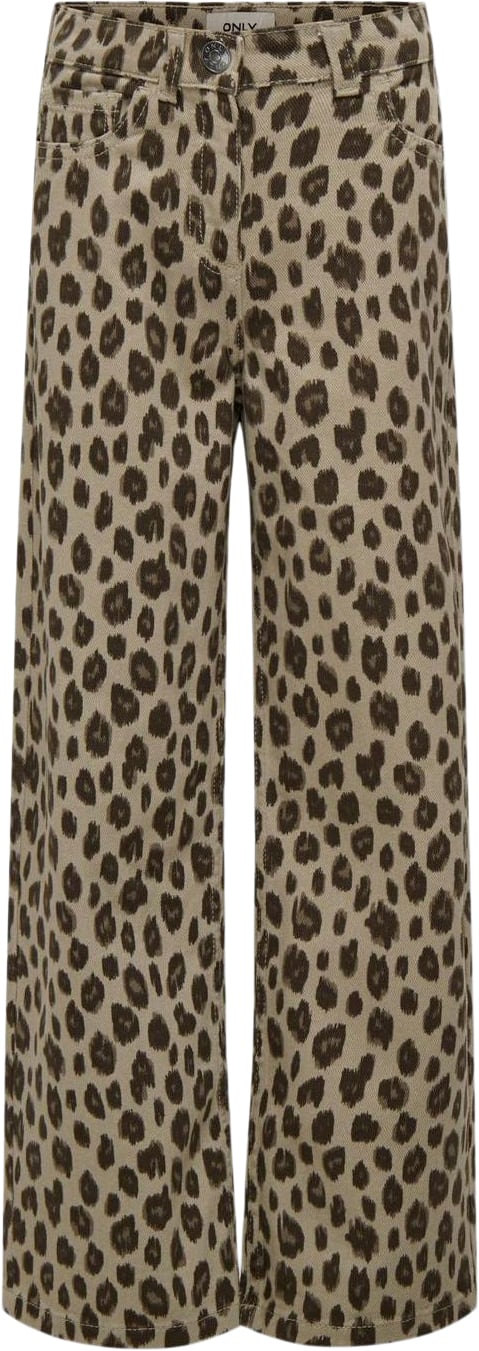 ONLY Kogleo Wide Pant PNT Str 128 - Beige/leo Bukser hos Magasin