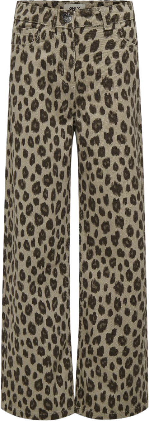 ONLY Kogleo Wide Pant PNT Str 164 - Beige/leo Bukser hos Magasin