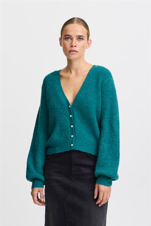 ICHI Ihmarin CA5 Kvinde Green-blue Slate Cardigans Loose Fit Str L - hos Magasin