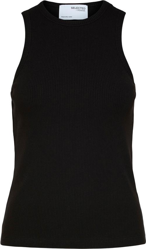 Selected Femme Slfanna Oneck Tank TOP Noos Kvinde Sort Tanktoppe Str L - hos Magasin