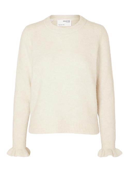 Se Selected Femme Slfsia RAS LS Knit Frill Cuff Onec Kvinde Birch/melange Sweaters Str S - hos Magasin ved Magasin