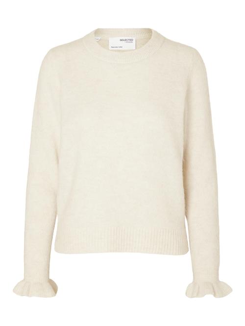 Selected Femme Slfsia RAS LS Knit Frill Cuff Onec Kvinde Birch/melange Sweaters Str M - hos Magasin