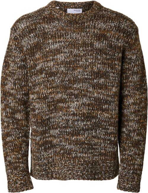 Se Selected Homme Slhpepper LS Knit Relaxed Mock Neck Mand Chocolate Torte/cathay Spice / Tofu Sweaters Str XXL - hos Magasin ved Magasin