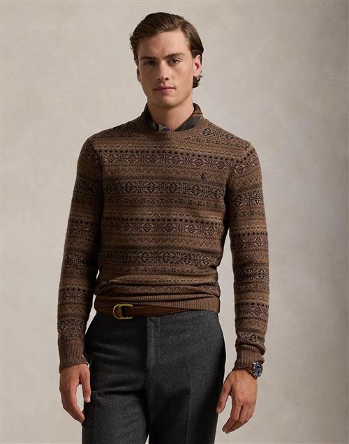 Se Polo Ralph Lauren 2/175 Wool Rws-lsl-plo Mand Camel Combo Sweaters Str XL - hos Magasin ved Magasin