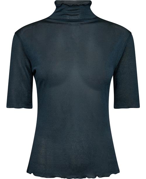 Se Filippa K Mock Neck Frill Top Kvinde Dawn Blue Rullekraver Str XS - hos Magasin ved Magasin