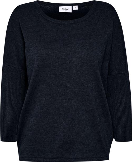 Se Saint Tropez A2561, Milasz Rneck Pullover Kvinde Night Sky Sweaters Casual Fit Str XS - hos Magasin ved Magasin