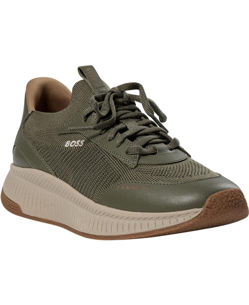 BOSS Ttnm EVO_Slon_Kntlt Mand Dark Green Sneakers Str 43 - hos Magasin