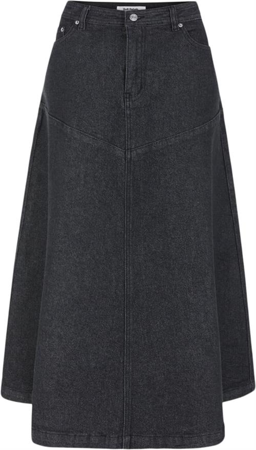 Soft Rebels Srjennie Denim Midi Skirt Kvinde Black Midi Nederdele Str S Denim - hos Magasin