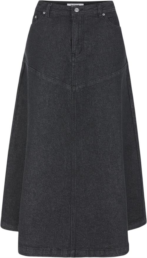 Soft Rebels Srjennie Denim Midi Skirt Kvinde Black Midi Nederdele Str M Denim - hos Magasin