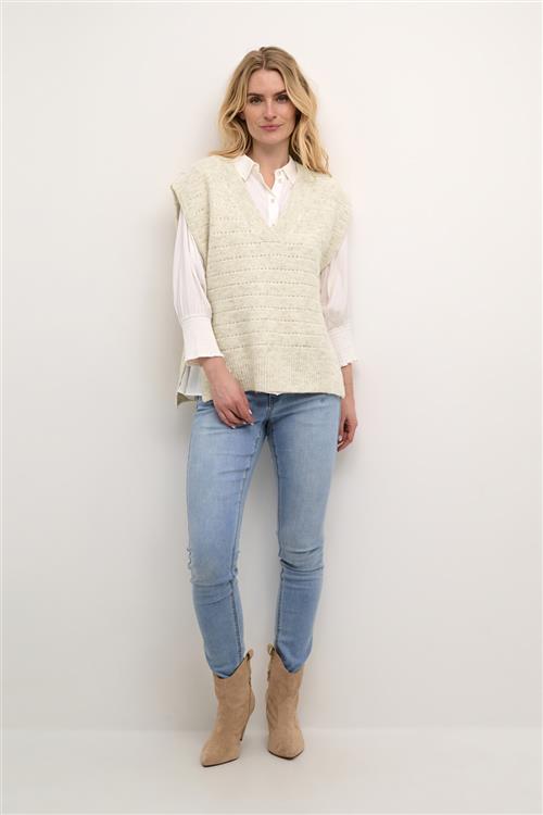 Cream Crkiko Knit Slipover Kvinde Portabella Melange Strikveste Str M/L - hos Magasin