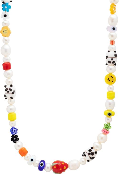 Nialaya Men's Panda Pearl Choker With Assorted Beads ONE SIZE - Halskæder hos Magasin