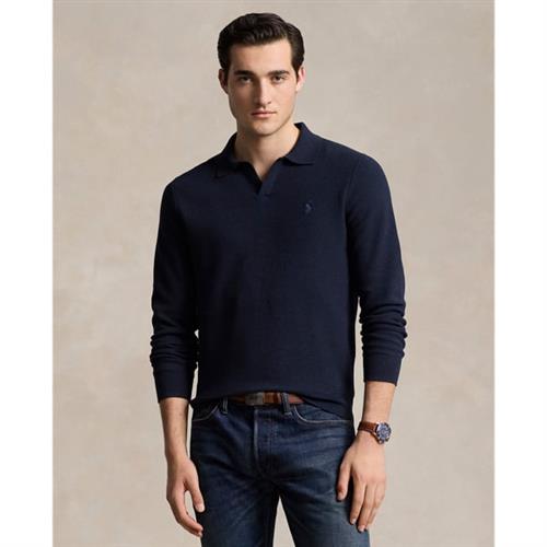 Polo Ralph Lauren 32/2 Cottonlsl-plo Mand Navy Heather Langærmede Poloer Str S - hos Magasin