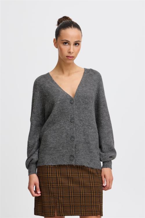 Se ICHI Ihkamara CA3 Kvinde Dark Grey Melange Cardigans Loose Fit Str M - hos Magasin ved Magasin