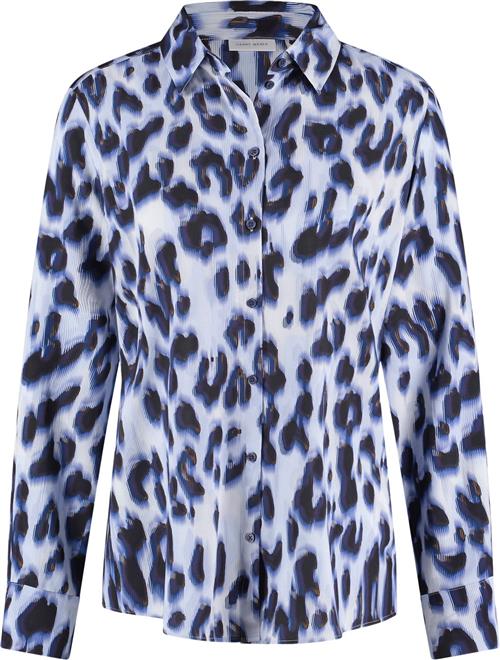 Gerry Weber Blouse 1/1 Sleeve Kvinde Blue/black Leo Print Toppe Str 40 - hos Magasin