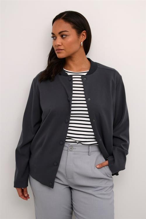 Kaffe Curve Kcmerla Jacket Kvinde Black Oyster Overgangsjakker Str 44 - hos Magasin