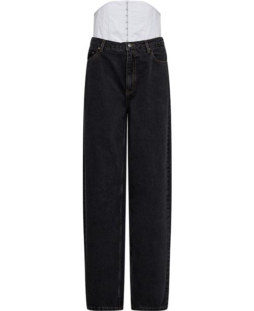 Se ROTATE Birger Christensen Corset Denim Jeans Kvinde Dark Grey Denim Straight Jeans Str 29 Denim - hos Magasin ved Magasin