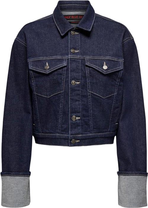 ONLY Onlmercer LS Fold UP Jacket RED DNM Kvinde Dark Blue Denim Overgangsjakker Str XS - hos Magasin