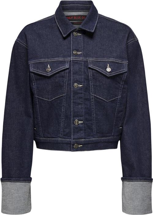 ONLY Onlmercer LS Fold UP Jacket RED DNM Kvinde Dark Blue Denim Overgangsjakker Str M - hos Magasin