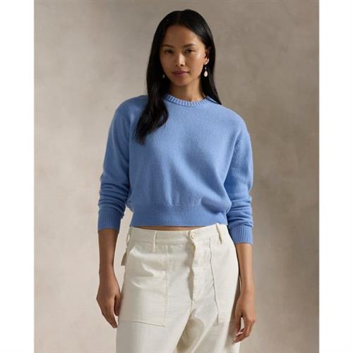 Polo Ralph Lauren Woolblend Cropped Crewneck Sweater Kvinde New Litchfield Blue Sweaters Str S - hos Magasin