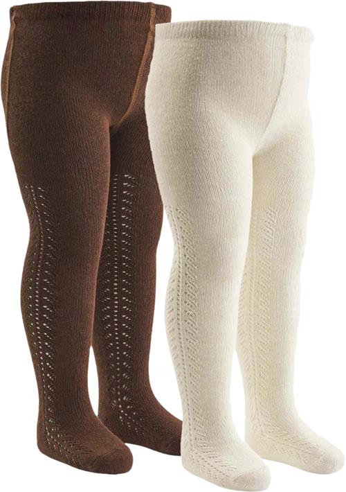 Se Müsli by Green Cotton Lace Stockings 2pack Str 128/134 - Bark/ Balsam Cream Fleece hos Magasin ved Magasin