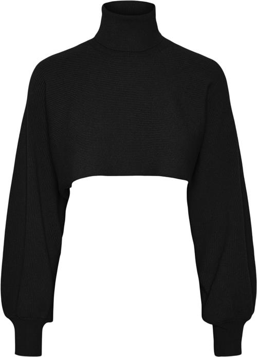 Se Pieces Pcrue LS Roll Neck Crop ARM Warmer Kvinde Sort Rullekraver Regular Fit Str XS - hos Magasin ved Magasin