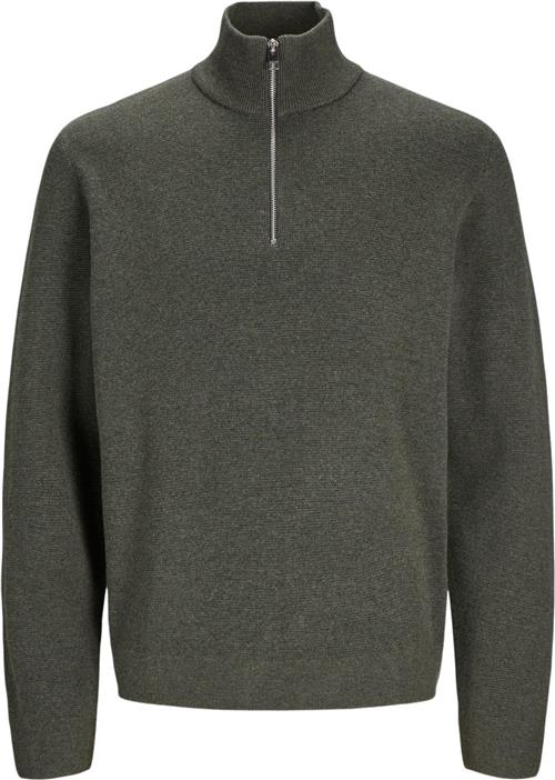 Se Jack & Jones Jprblamilano Stitch Knit Half ZIP S Mand Peat/melange Turtlenecks Relaxed Fit Str XXL - hos Magasin ved Magasin