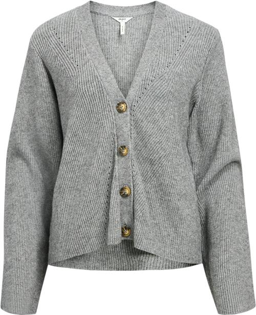 Se Object Objditte RE L/S Knit Cardigan Noos Kvinde Medium Grey Melange Cardigans Str M - hos Magasin ved Magasin