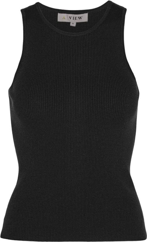 A-VIEW Rib Knit Tank top Kvinde Black Tanktoppe Tight Fit Str S - hos Magasin