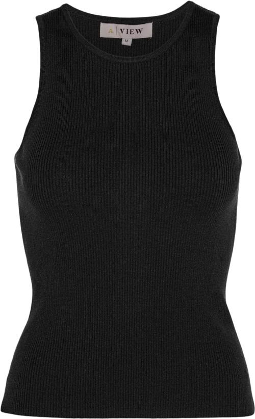 A-VIEW Rib Knit Tank top Kvinde Black Tanktoppe Tight Fit Str XL - hos Magasin