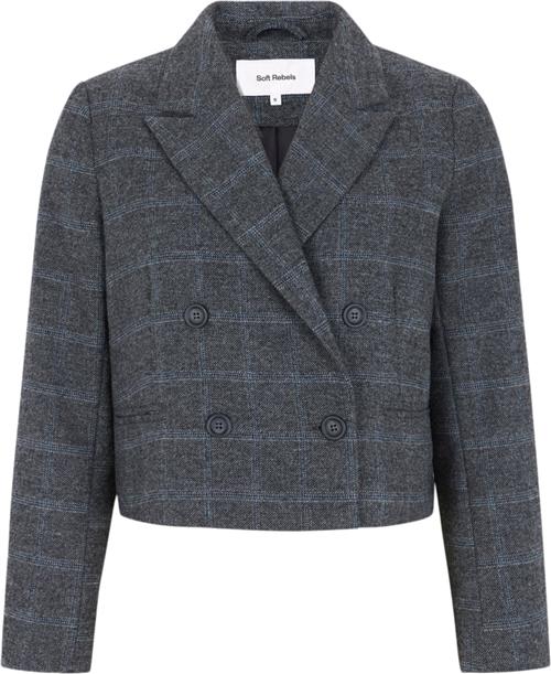 Soft Rebels Srannie Blazer Kvinde Checked Grey Melange Blazere Str S - Uld hos Magasin