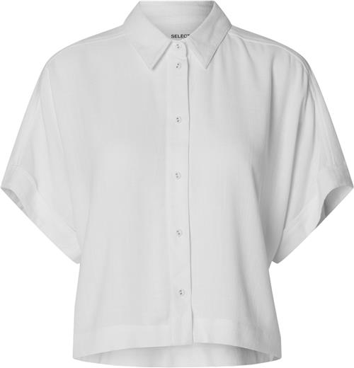 Selected Femme Slfviva SS Cropped Shirt Noos Kvinde Hvid Kortærmede Skjorter Regular Fit Str 40 - hos Magasin