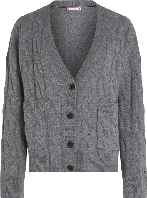 Se Tommy Hilfiger Soft Wool Cable VNK LS Cardi Kvinde Medium Heather Grey Cardigans Str S - hos Magasin ved Magasin