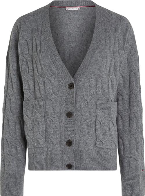 Tommy Hilfiger Soft Wool Cable VNK LS Cardi Kvinde Medium Heather Grey Cardigans Str XL - hos Magasin