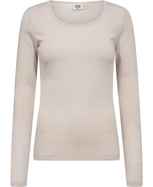 Magasin du Nord Collection Magasin Celia 3 100 RWS Merino Wool Kvinde Ivory Langærmede Bluser Str L Merino