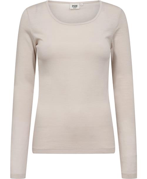 Magasin du Nord Collection Magasin Celia 3 100 RWS Merino Wool Kvinde Ivory Langærmede Bluser Str M Merino