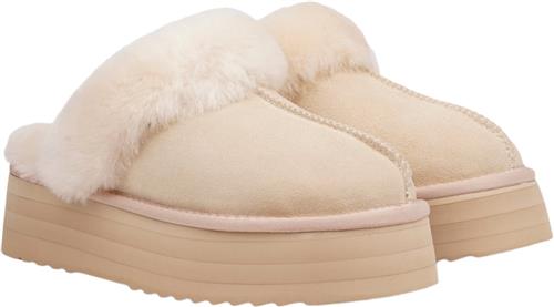 Lovelies Robson Silk COW Suede Mules With Shearling Kvinde Moonlight Hjemmesko Str 39 - Læder hos Magasin