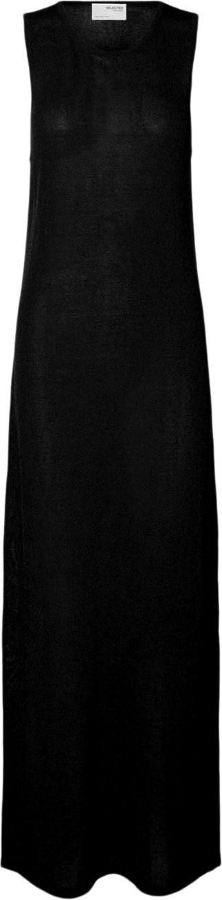 Selected Femme Slfmoon SUS SL Knit Dress Kvinde Sort Midi Kjoler Str L - hos Magasin