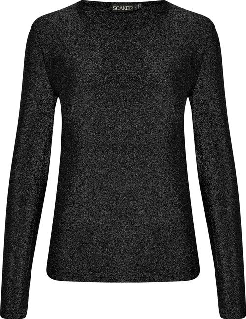 Soaked in Luxury Slskylara Round Neck LS Kvinde Black Langærmede T-shirts Slim Fit Str S - hos Magasin