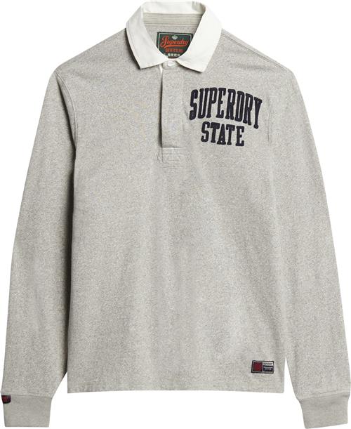 Superdry Vintage Athletic Rugby Mand Vintage Sweat Light Grey Marl Langærmede Poloer Str S - hos Magasin