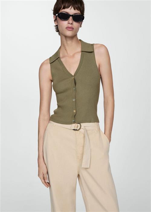 MANGO Buttoned Knit top Kvinde Beige - Khaki Tanktoppe Str XS - hos Magasin