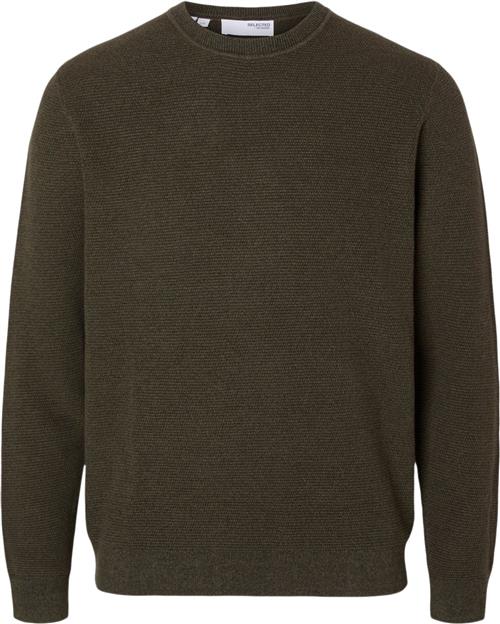 Selected Homme Slhross LS Knit Structure Crew Neck Mand Forest Night/rain Forest Twist Sweaters Str S - hos Magasin