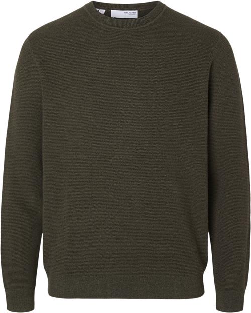 Selected Homme Slhross LS Knit Structure Crew Neck Mand Forest Night/rain Forest Twist Sweaters Str XXL - hos Magasin