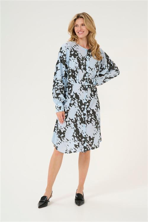 Kaffe Kalouise Dress Kvinde Grey/blue Graphic Cloud Midi Kjoler Str 42 - hos Magasin