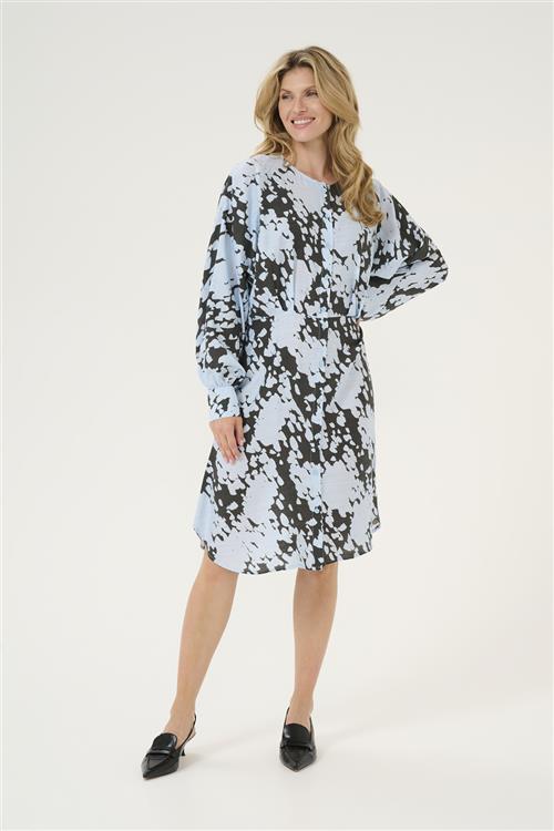 Kaffe Kalouise Dress Kvinde Grey/blue Graphic Cloud Midi Kjoler Str 36 - hos Magasin